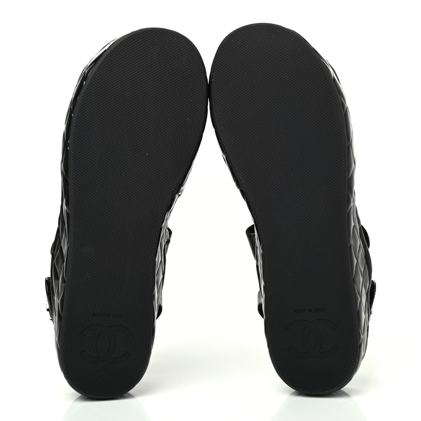 Shiny Calfskin Logo Platform Sandals 37 Black
