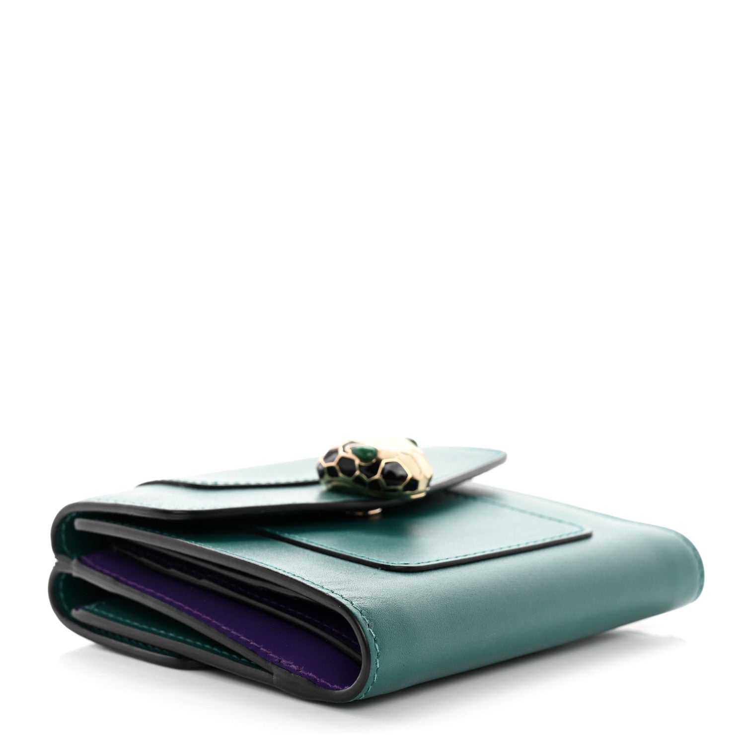 Bulgari Calfskin Serpenti Forever Wallet Emerald Green 5 of 10