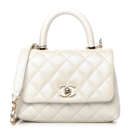 Chanel Iridescent Caviar Quilted Extra Mini Coco Handle Flap Ivory 1 of 11