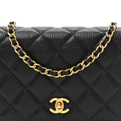 Chanel Caviar Quilted CC Turnlock Wallet On Chain WOC Black 9 of 12