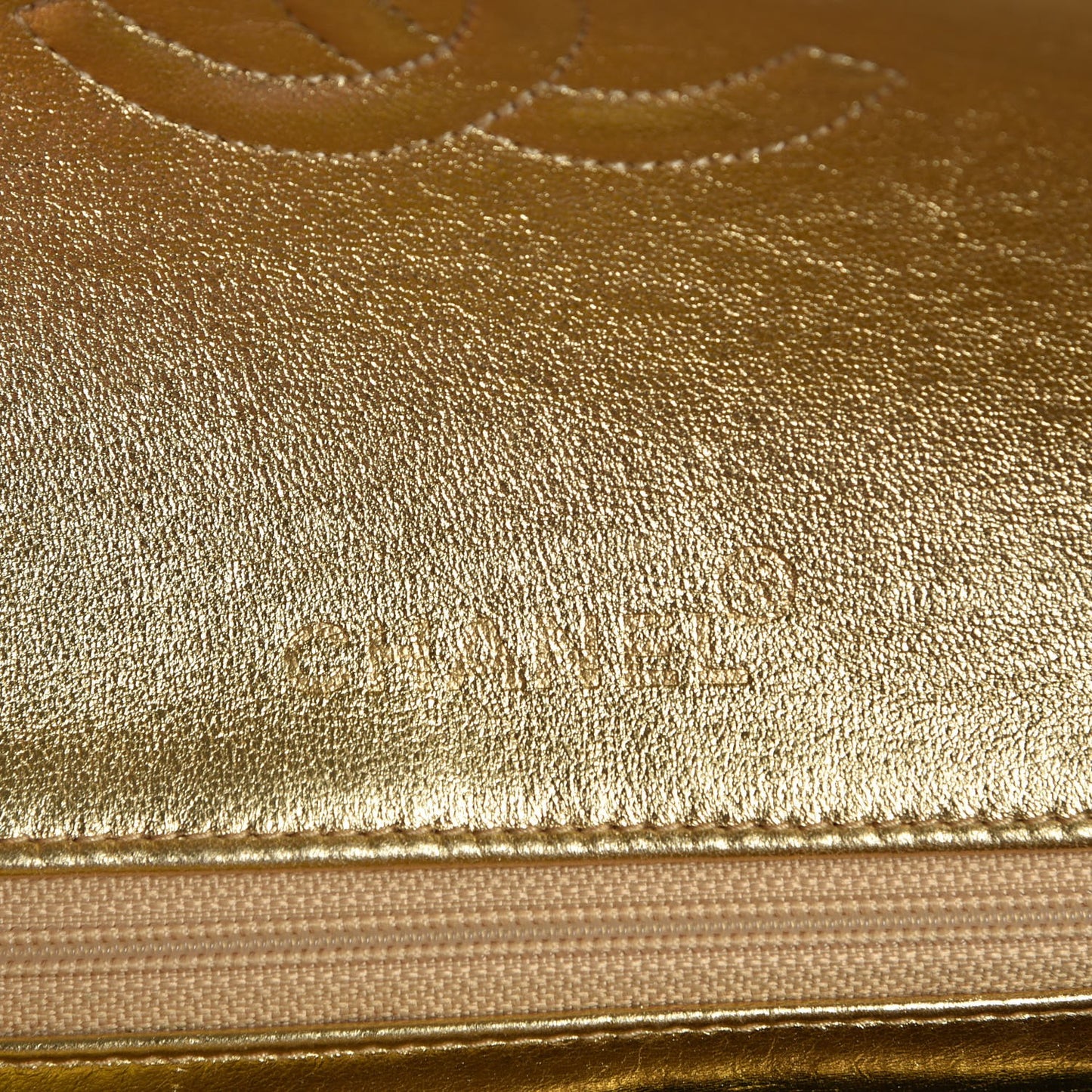 Metallic Lambskin Quilted Mini Square Flap Gold