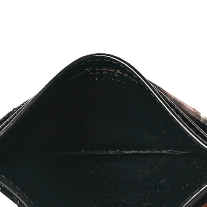 Saint Laurent Grain De Poudre Matelasse Chevron Monogram Credit Card Case Black 5 of 8