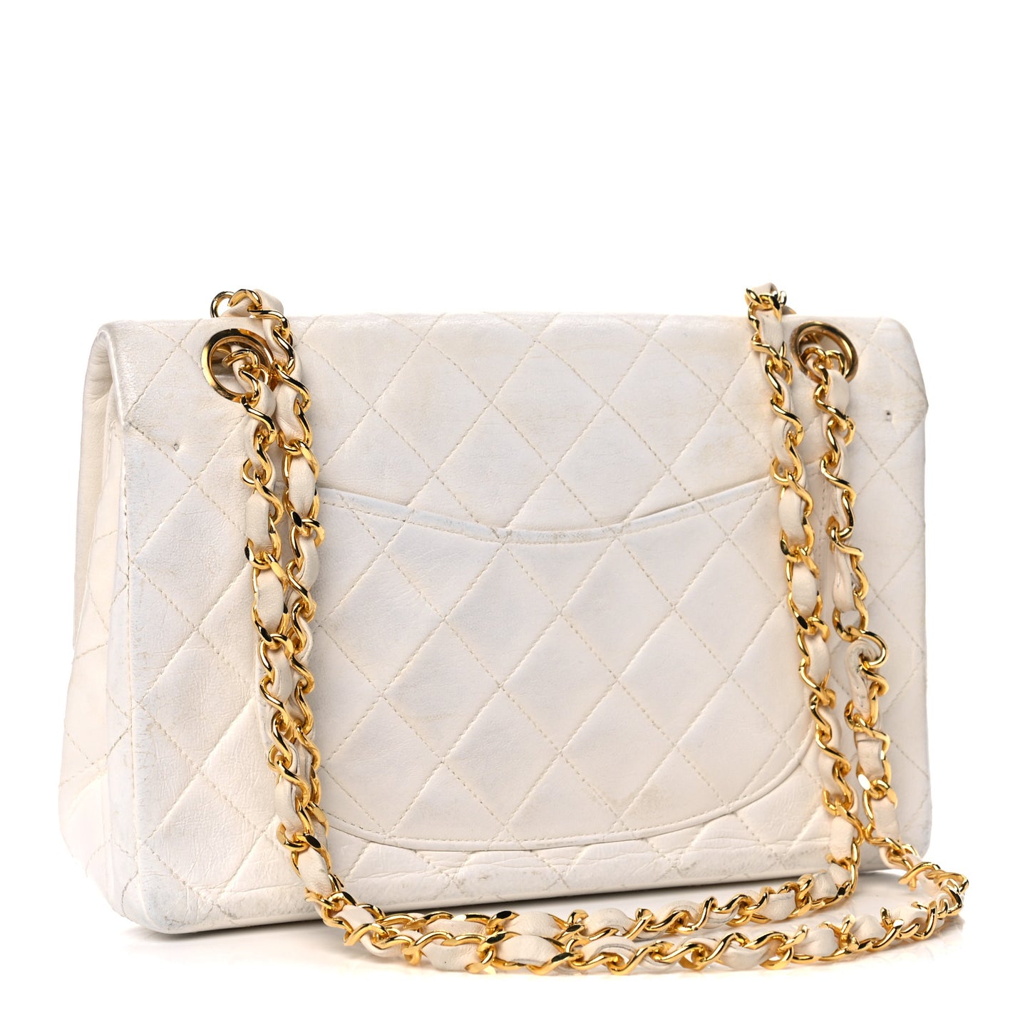 Lambskin Quilted Small Double Flap White