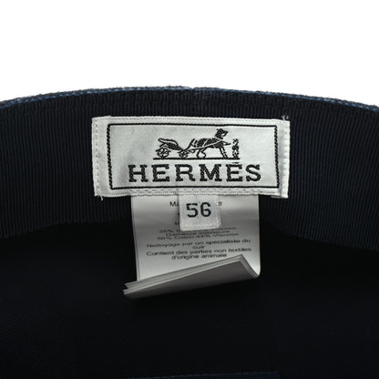 Hermes Glossy Lambskin Wool Womens Vauban Cap 56 Marine Black 5 of 6