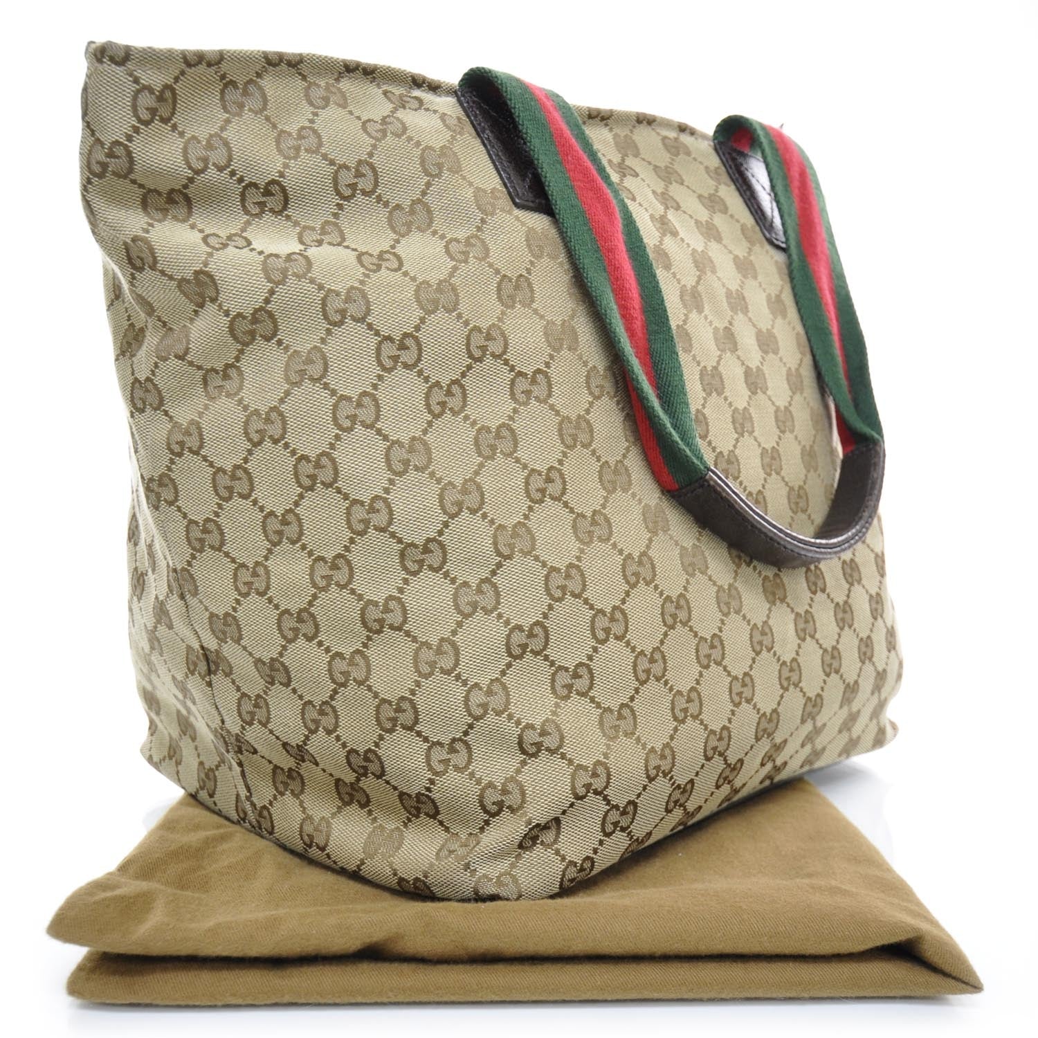 Gucci GG Monogram Large Web Handle Vertical Tote Dark Brown 2 of 10