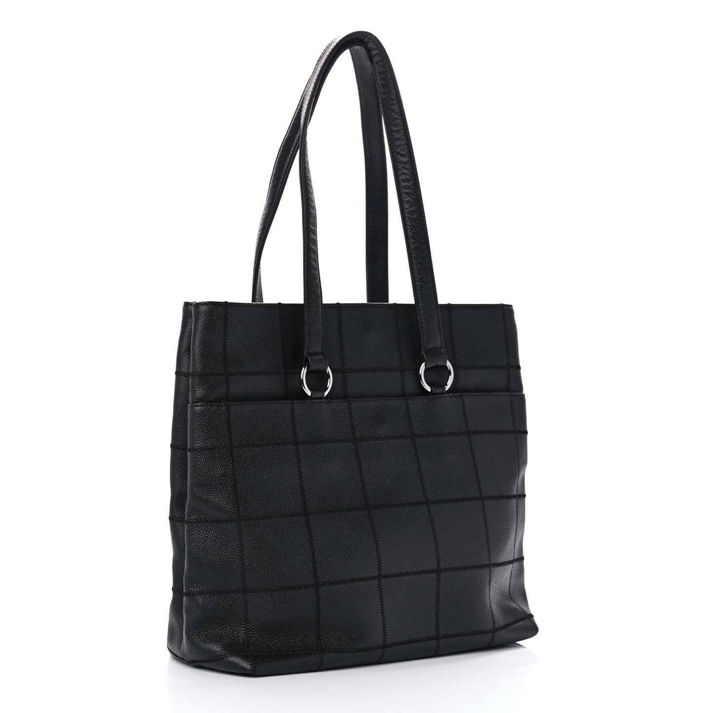 Caviar Square Stitched Large Tote Black