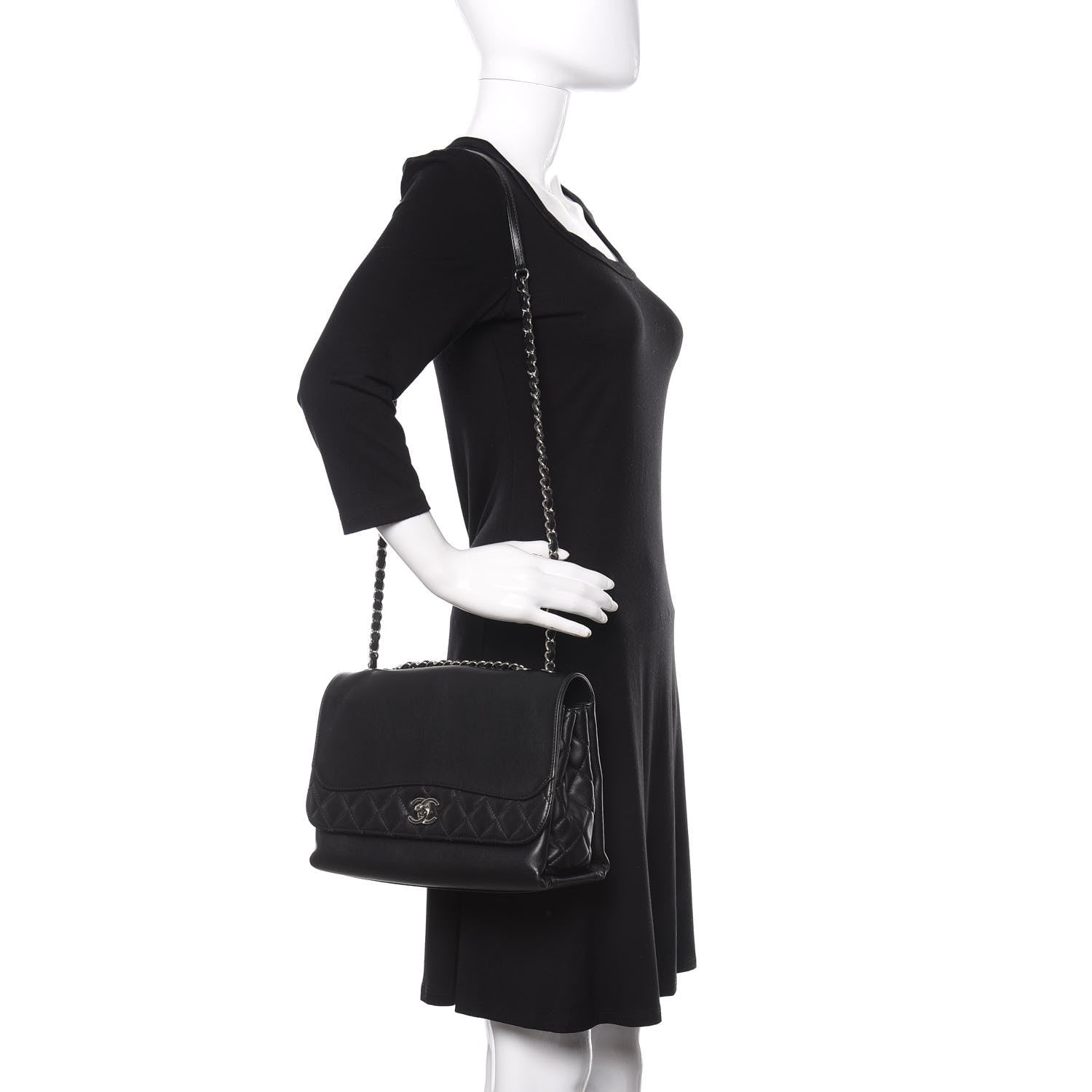 Chanel Calfskin Jumbo Tramezzo Flap Black 2 of 15