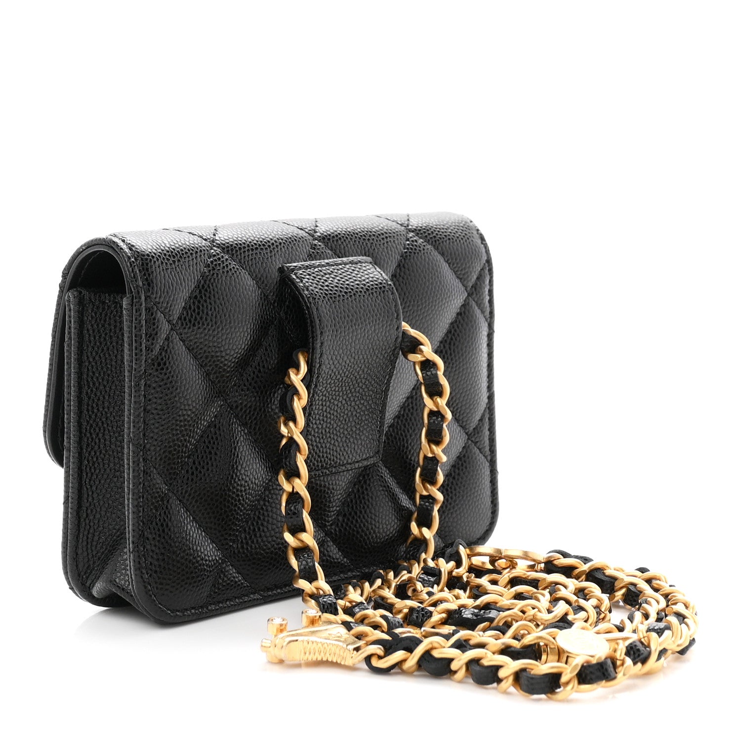 Chanel Caviar Quilted Belt Bag With Charms On Chain Black 3 of 11