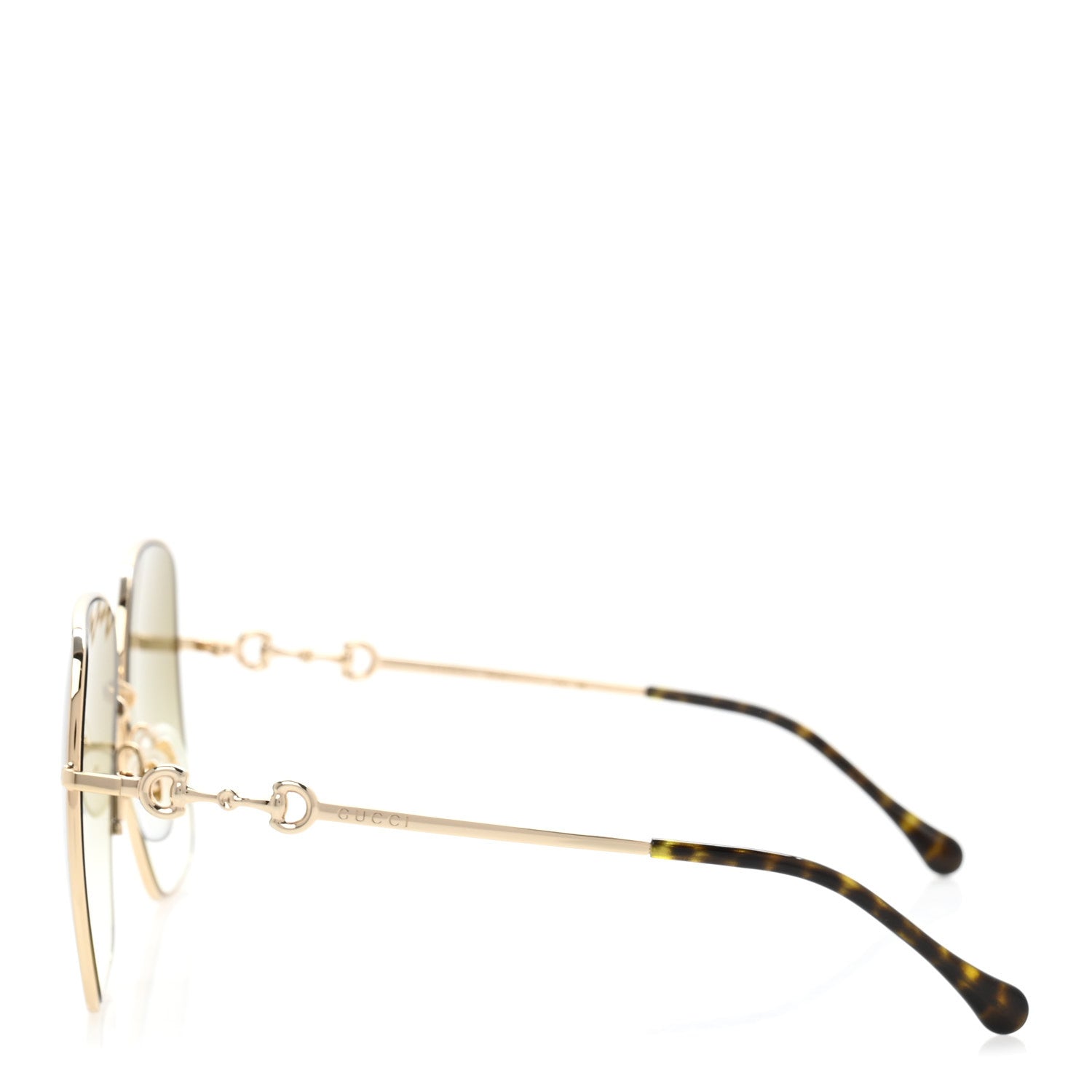Gucci Metal Horsebit Square Frame Sunglasses GG0879S Gold 3 of 8