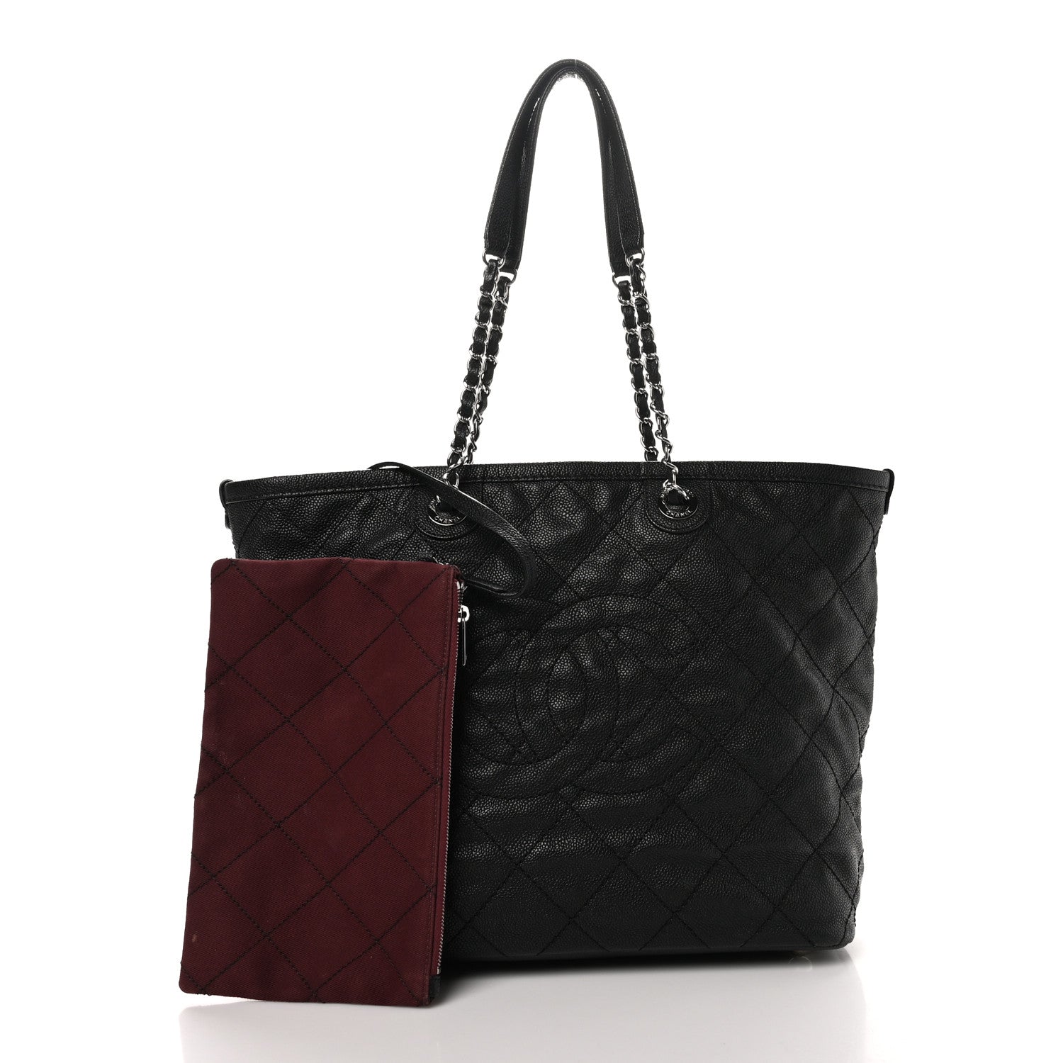 Chanel Grained Calfskin Quilted Large Daily Shopping Tote Black Black 3 of 11