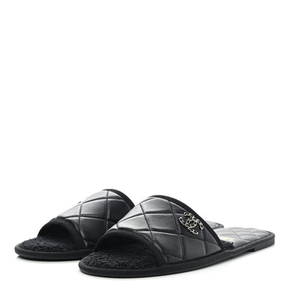 Chanel Lambskin CC Flat Mules S Black 1 of 11