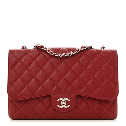 Chanel Caviar Quilted Jumbo Single Flap Dark Red 1 of 12