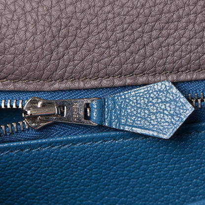 Hermes Togo Horseshoe Kelly Retourne 35 Etain Bleu Tempete 32 of 36