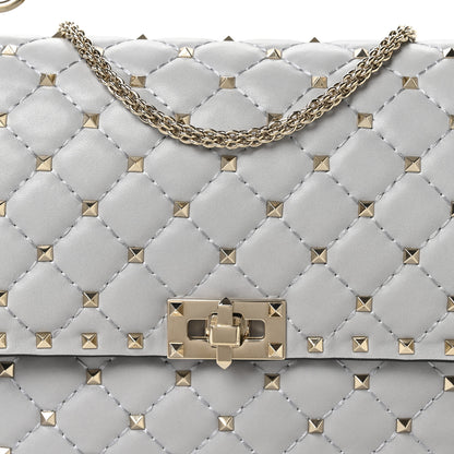 Valentino Garavani Nappa Large Rockstud Spike Shoulder Bag Pastel Grey 8 of 10
