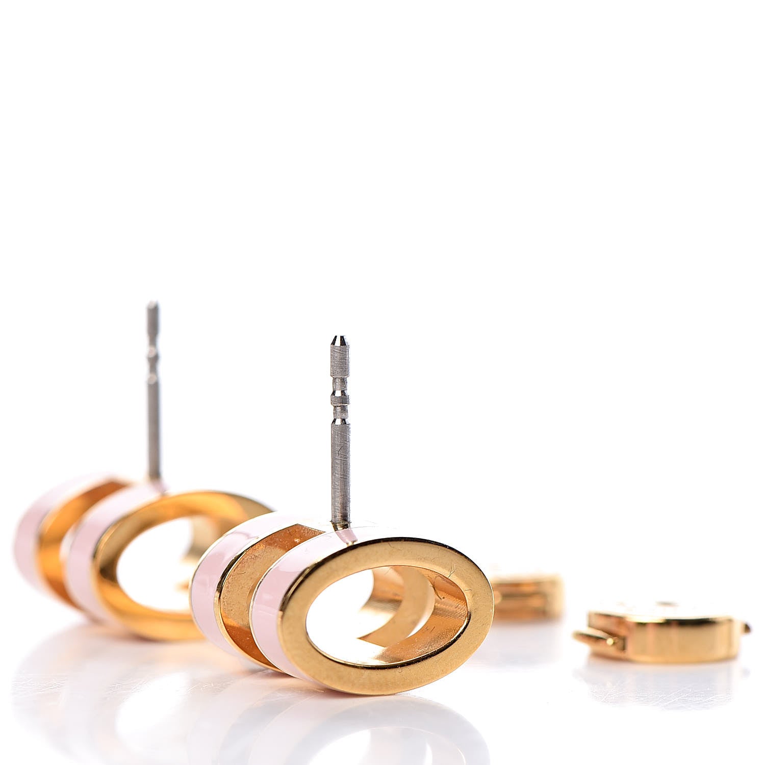 Hermes Gold Lacquered Pop H Earrings Rose Dragee 4 of 5
