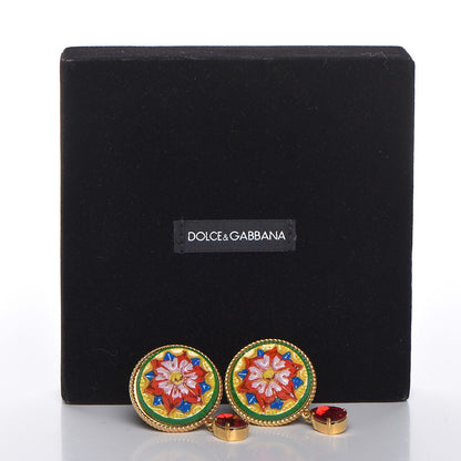 Dolce & Gabbana Enamel Painted Flower Crystal Clip On Earrings Multicolor 5 of 5