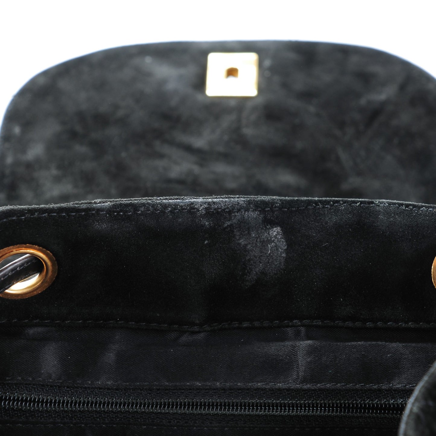 Suede Quilted Drawstring Backpack Black