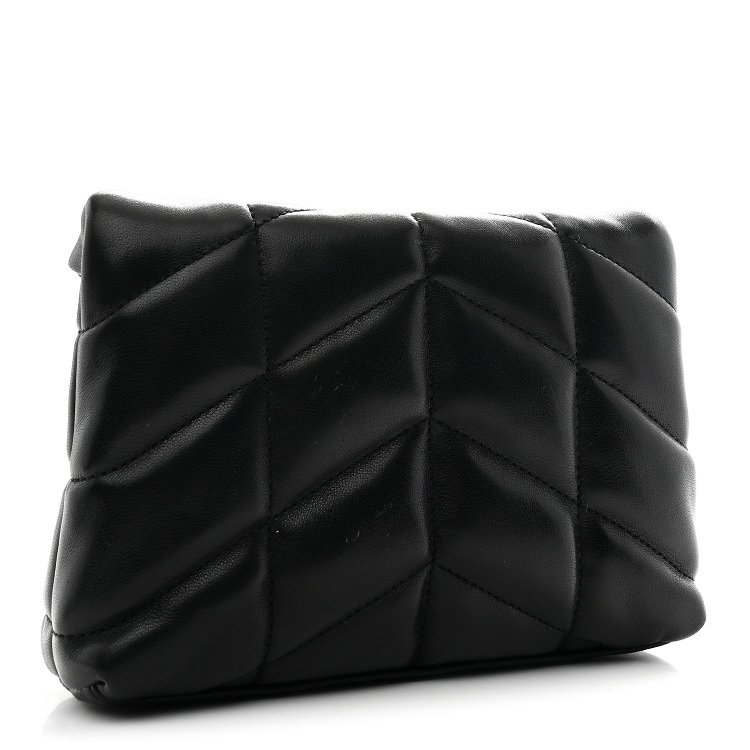 Saint Laurent Lambskin Monogram Loulou Puffer Pouch Clutch Black 4 of 8