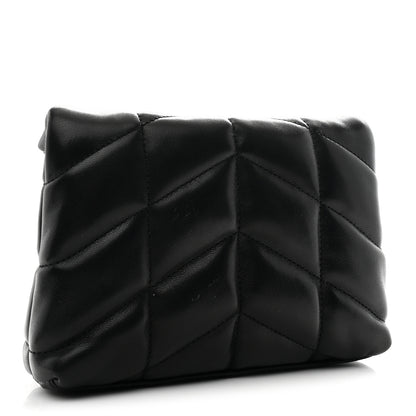 Saint Laurent Lambskin Monogram Loulou Puffer Pouch Clutch Black 4 of 8