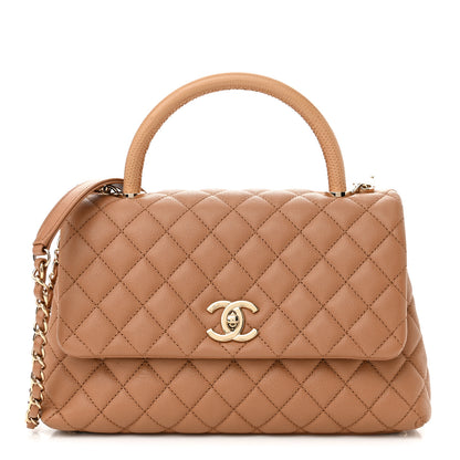 Chanel Caviar Lizard Embossed Quilted Small Coco Handle Flap Brown 1 of 11