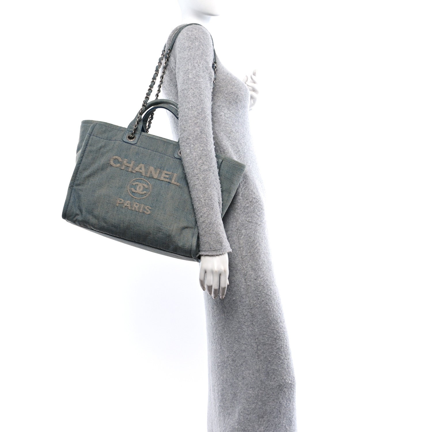 Chanel Denim Medium Deauville Tote Light Blue 2 of 11