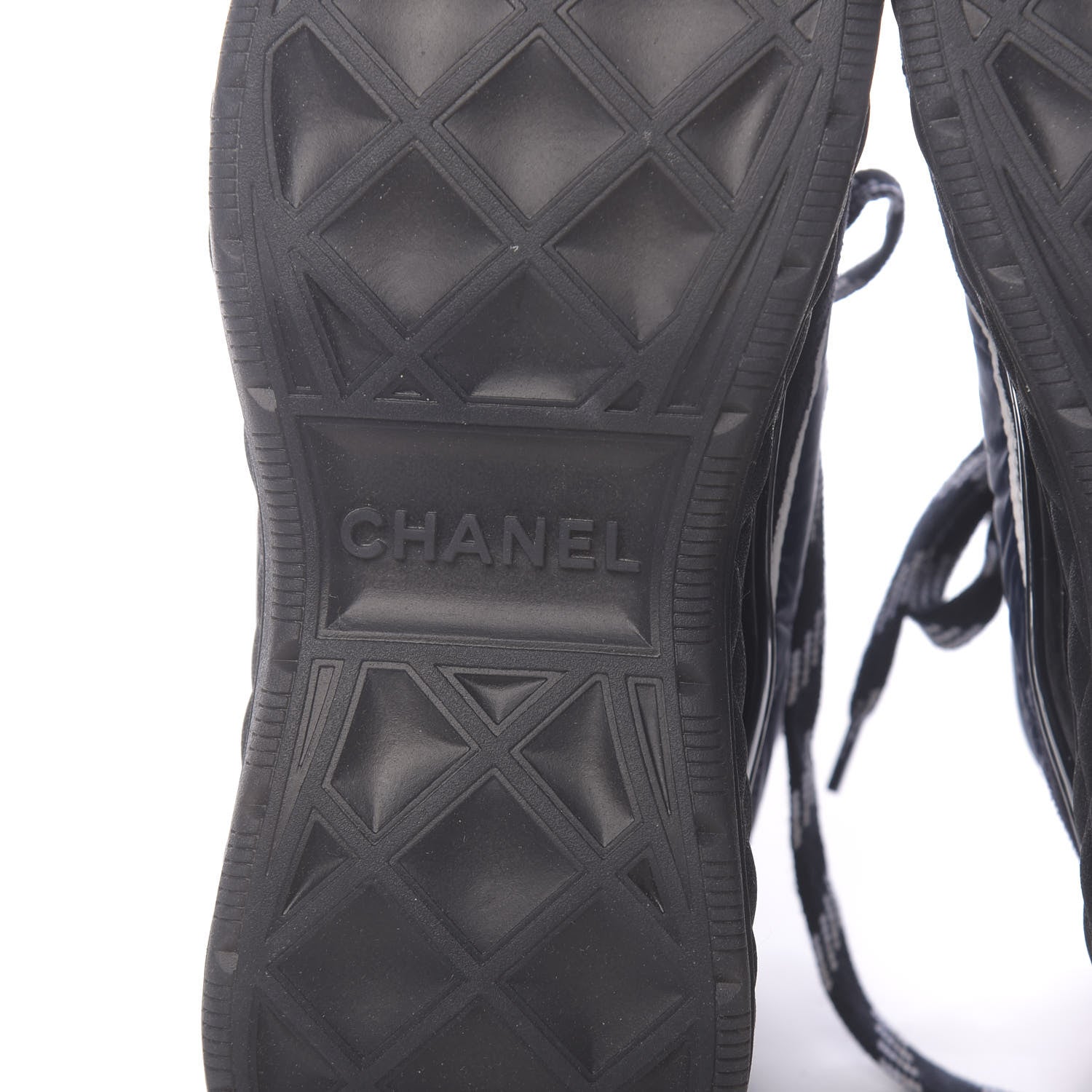 Chanel Fabric Calfskin Suede Womens CC Sneakers 37 Navy 6 of 9