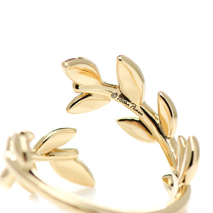 Tiffany 18K Yellow Gold Paloma Picasso Olive Leaf Bypass Ring 54 7 5 of 6