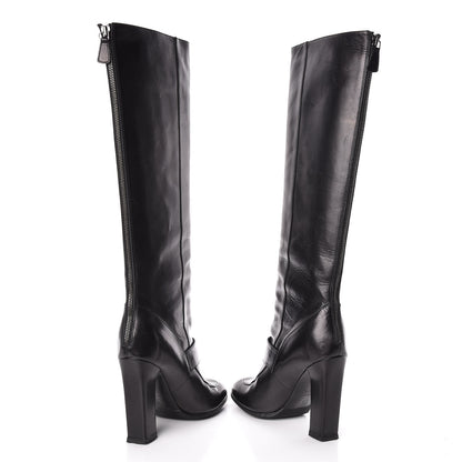 Chanel Calfskin CC Turnlock Knee High Boots 37.5 Black 5 of 12
