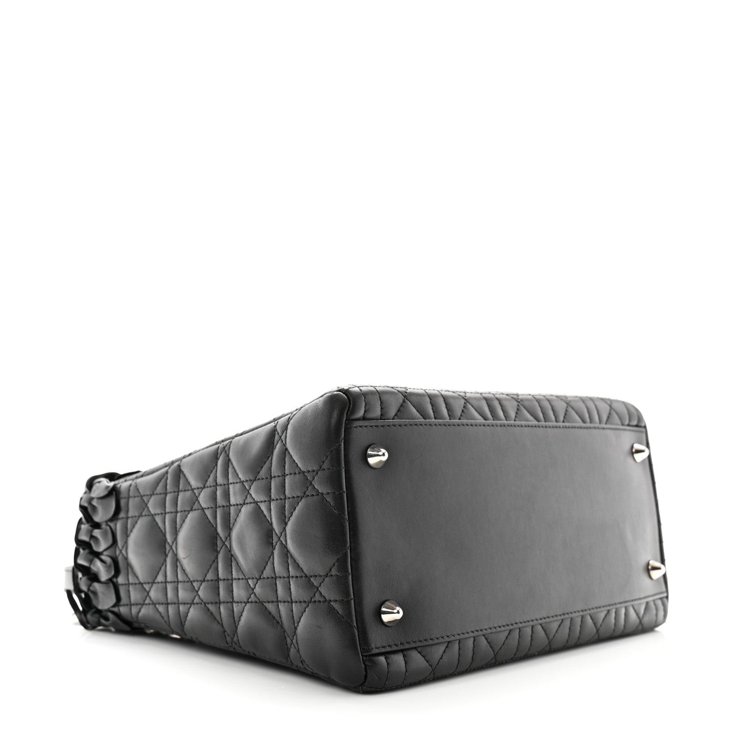 Christian Dior Lambskin Cannage Bow Medium Lady Dior Black 4 of 14