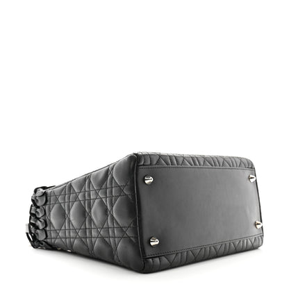 Christian Dior Lambskin Cannage Bow Medium Lady Dior Black 4 of 14