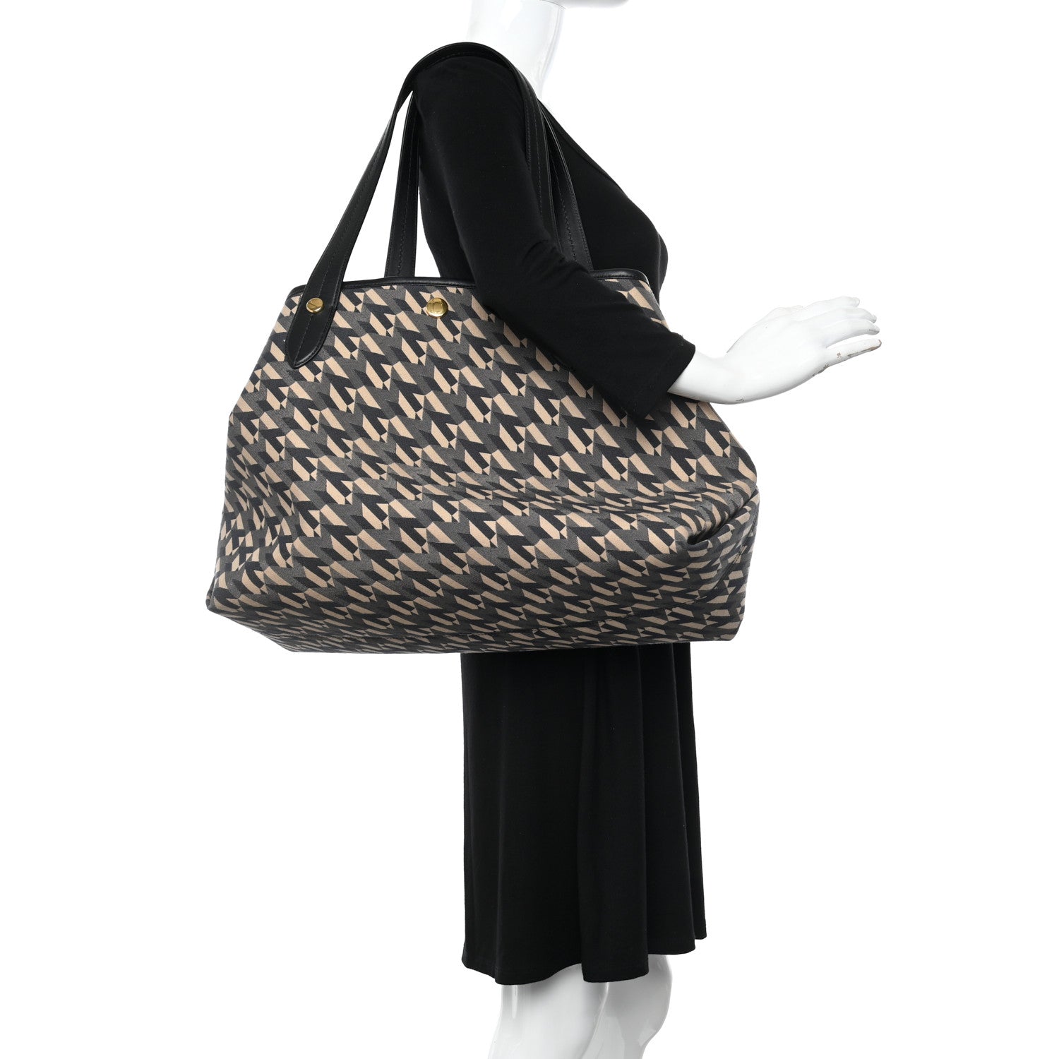 Mulberry Econyl Nylon Jacquard Calfskin Monogram Shopper Tote Black 2 of 11