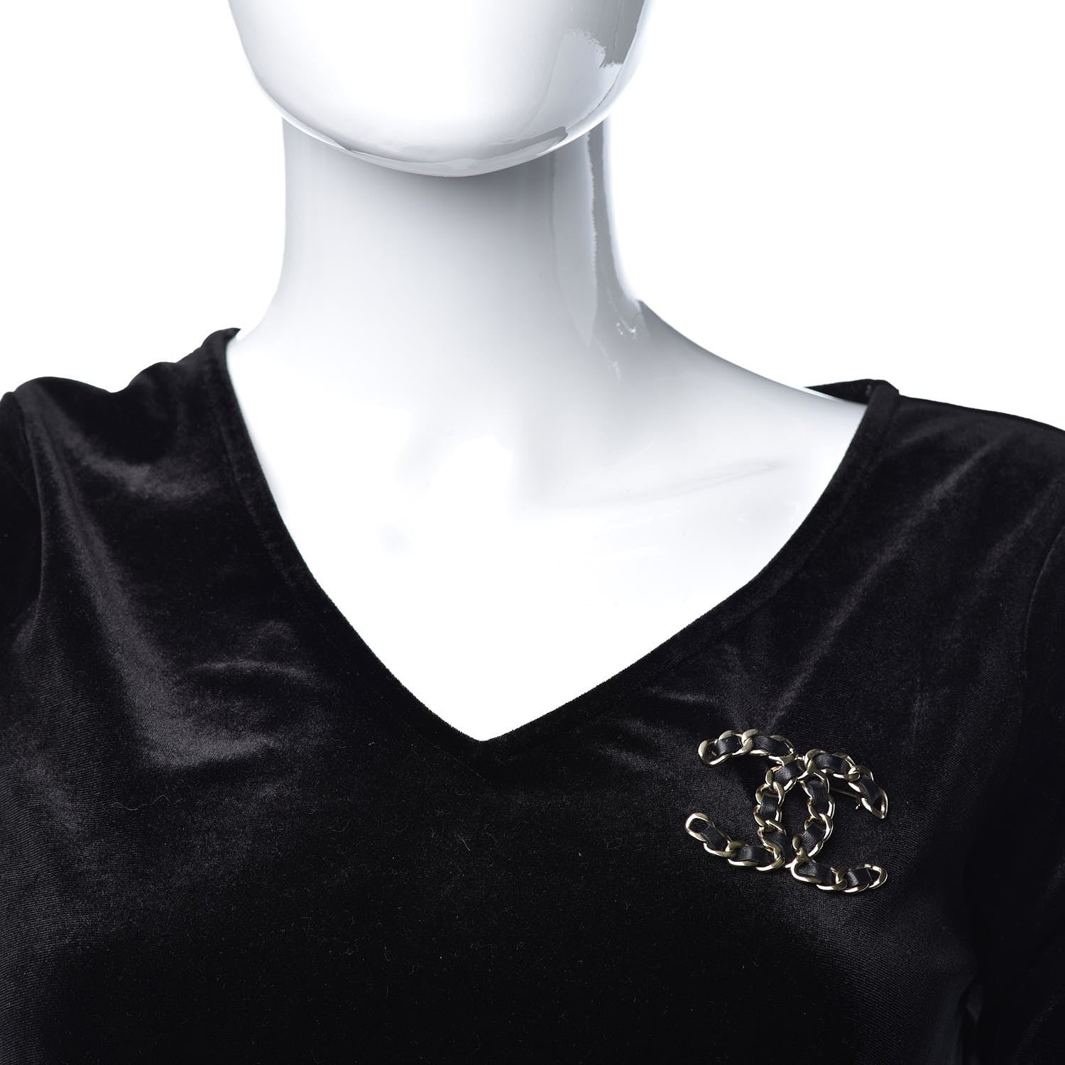 Chanel Lambskin Chain CC Brooch Black Gold 2 of 5