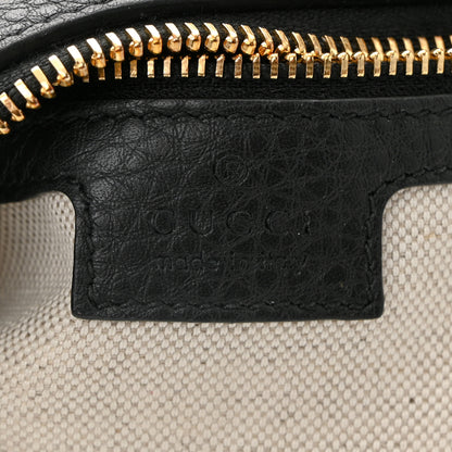 Gucci GG Grainy Calfskin Emblem Small Half Moon Shoulder Bag Black 6 of 10