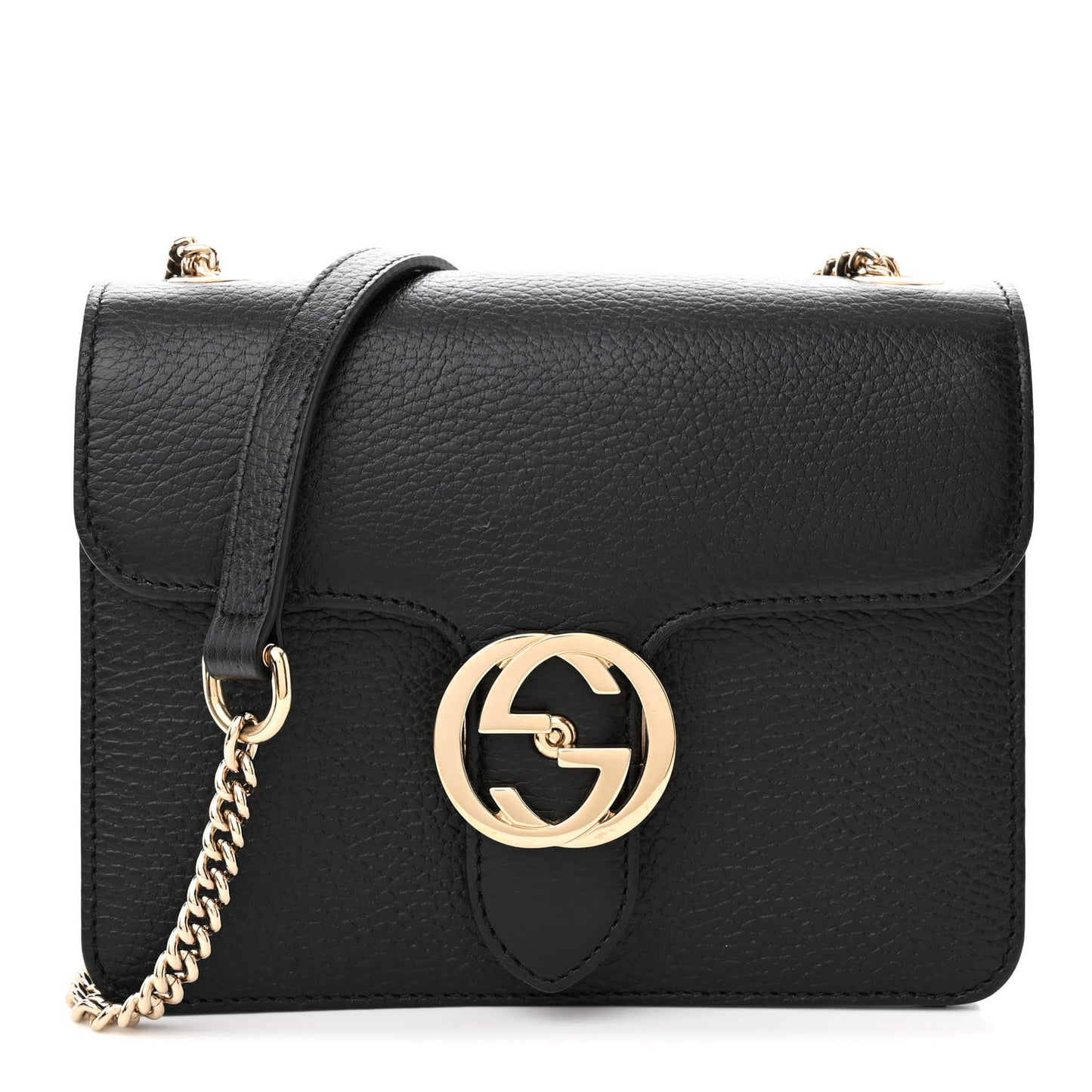 Dollar Calfskin Small Interlocking G Shoulder Bag Black