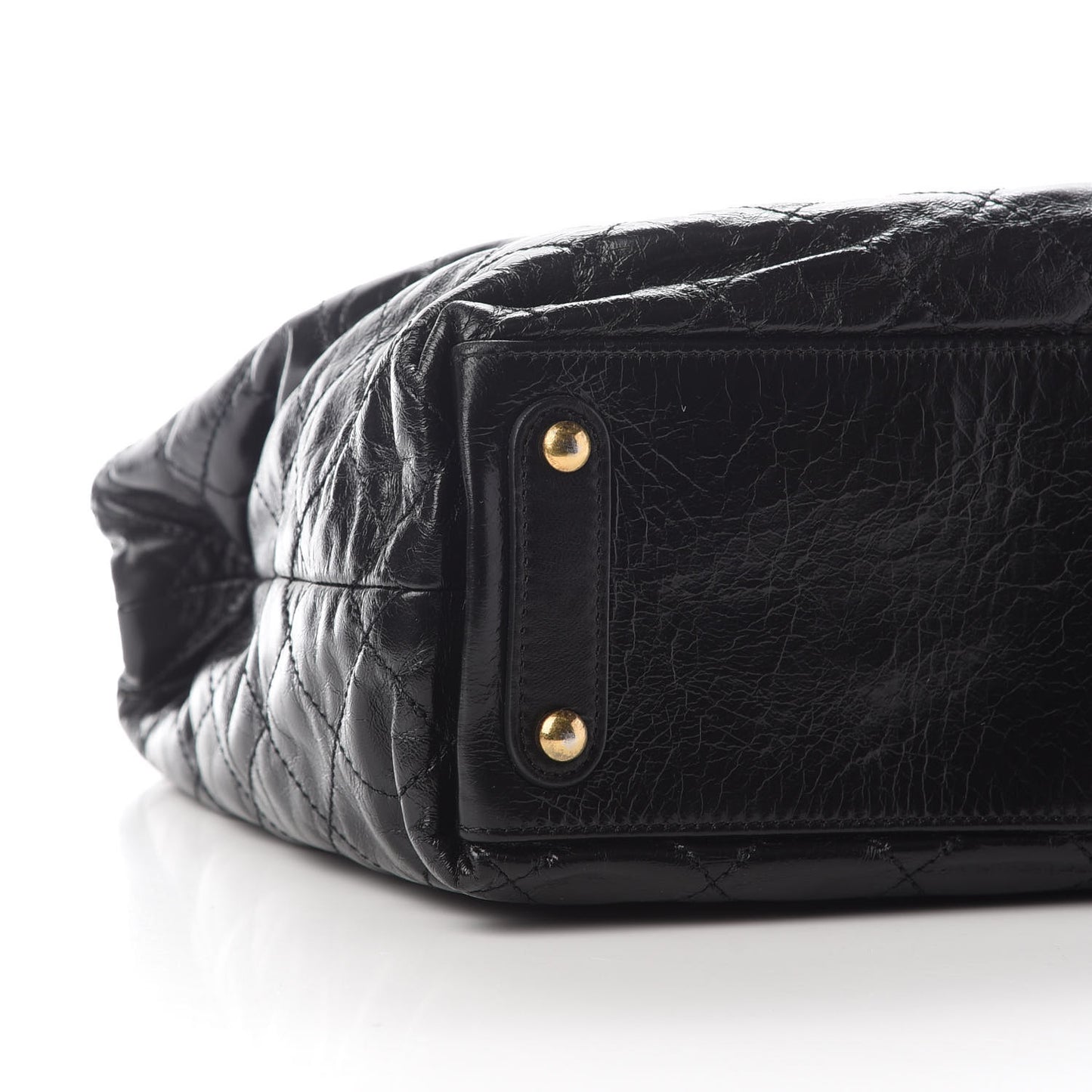 Glazed Calfskin Stingray Large Bindi CC Tote Black