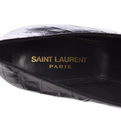 Saint Laurent Calfskin Crocodile Embossed Opyum 110 Pumps 39 Black 7 of 10