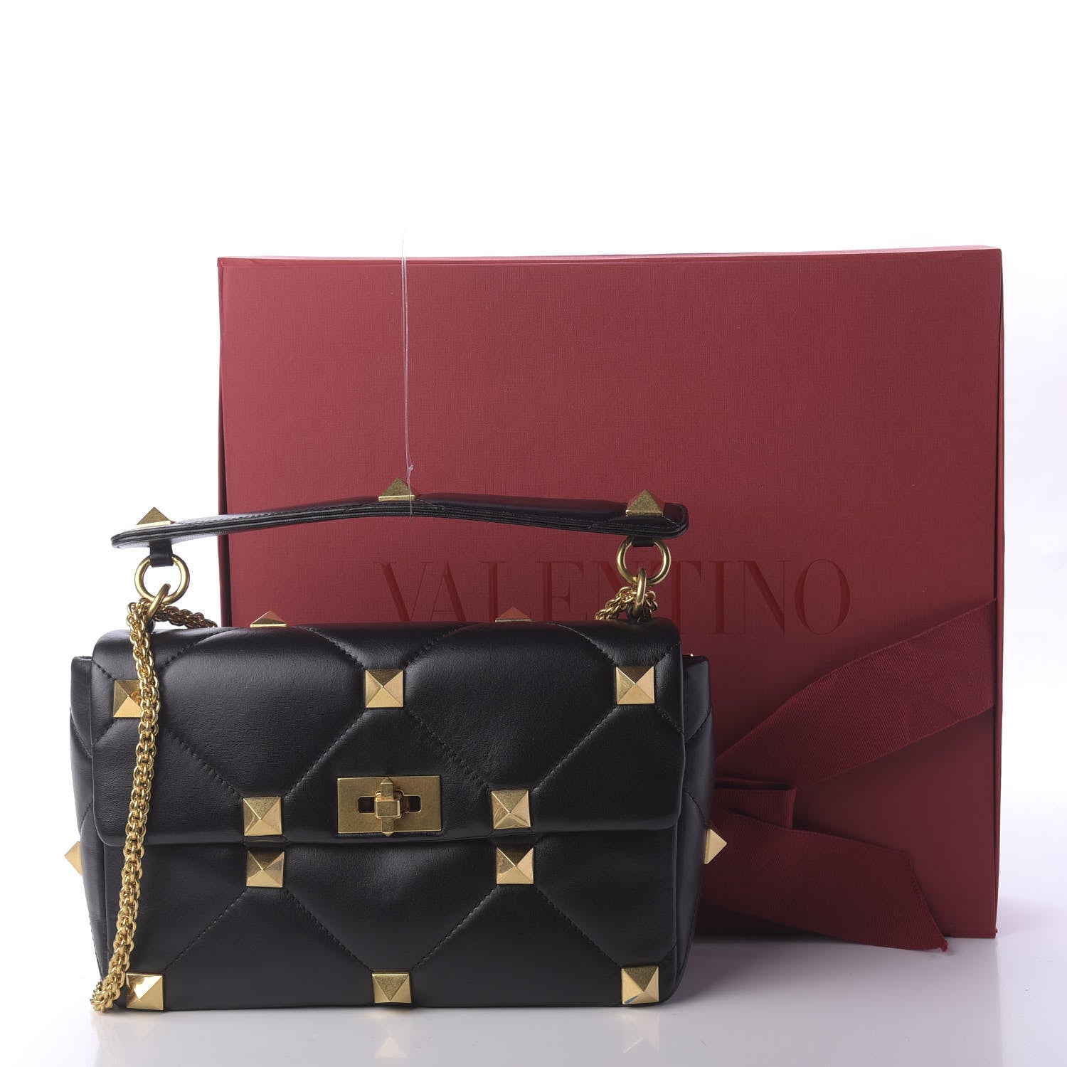 Valentino Garavani Nappa Large Roman Stud Shoulder Bag Black 10 of 10