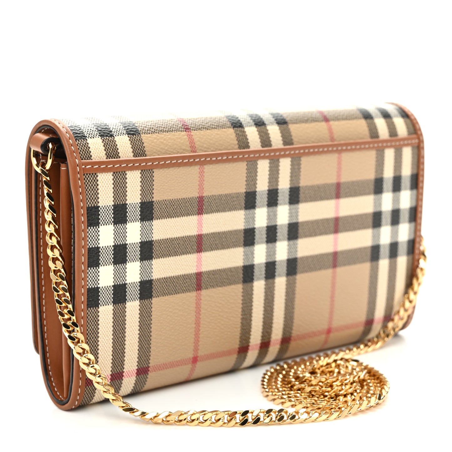Vintage Check Hannah Chain Wallet Archive Beige Briar Brown