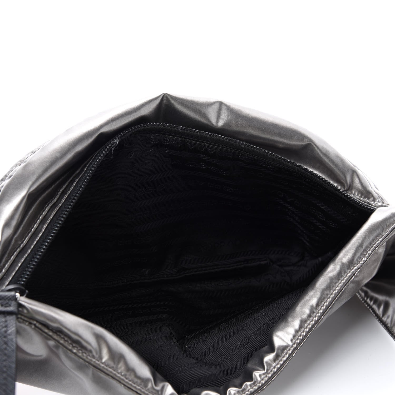 Prada Metallic Tessuto Nylon Metal Belt Bag Ferro 6 of 11