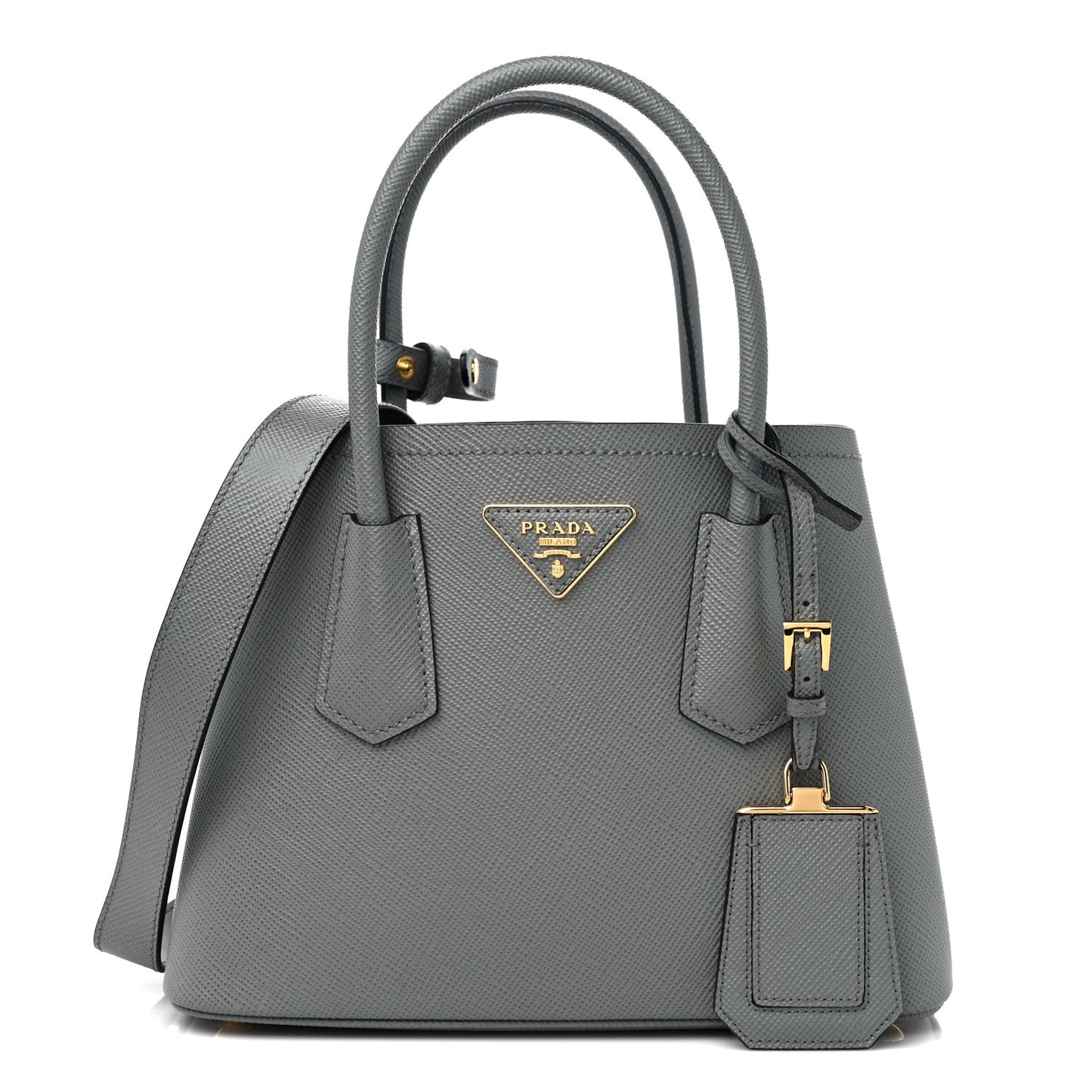 Saffiano Cuir Mini Double Bag Slate Black