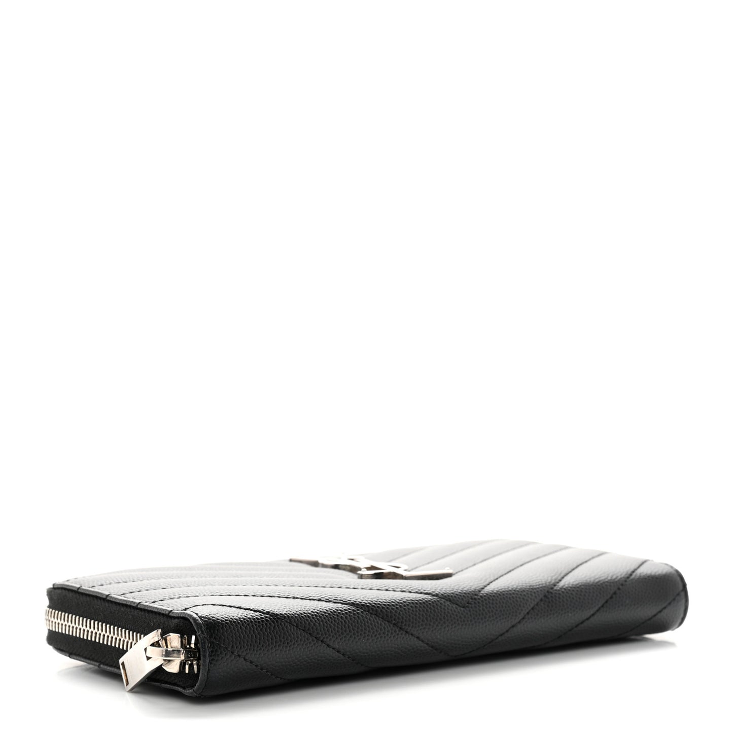 Grain De Poudre Matelasse Chevron Monogram Zip Around Wallet Black