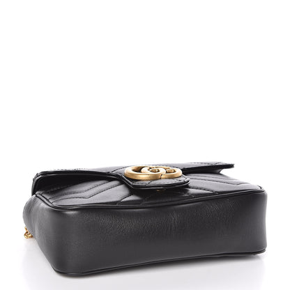 Gucci Calfskin Matelasse Super Mini GG Marmont Shoulder Bag Black 4 of 11