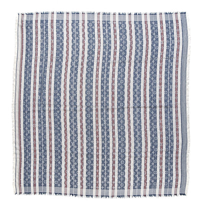Louis Vuitton Silk Wool Monogram Mattress Stripes Shawl Blue Jean Orange 1 of 4
