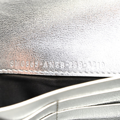 Fendi Metallic Calfskin Continental Wallet On Chain Argento 6 of 9