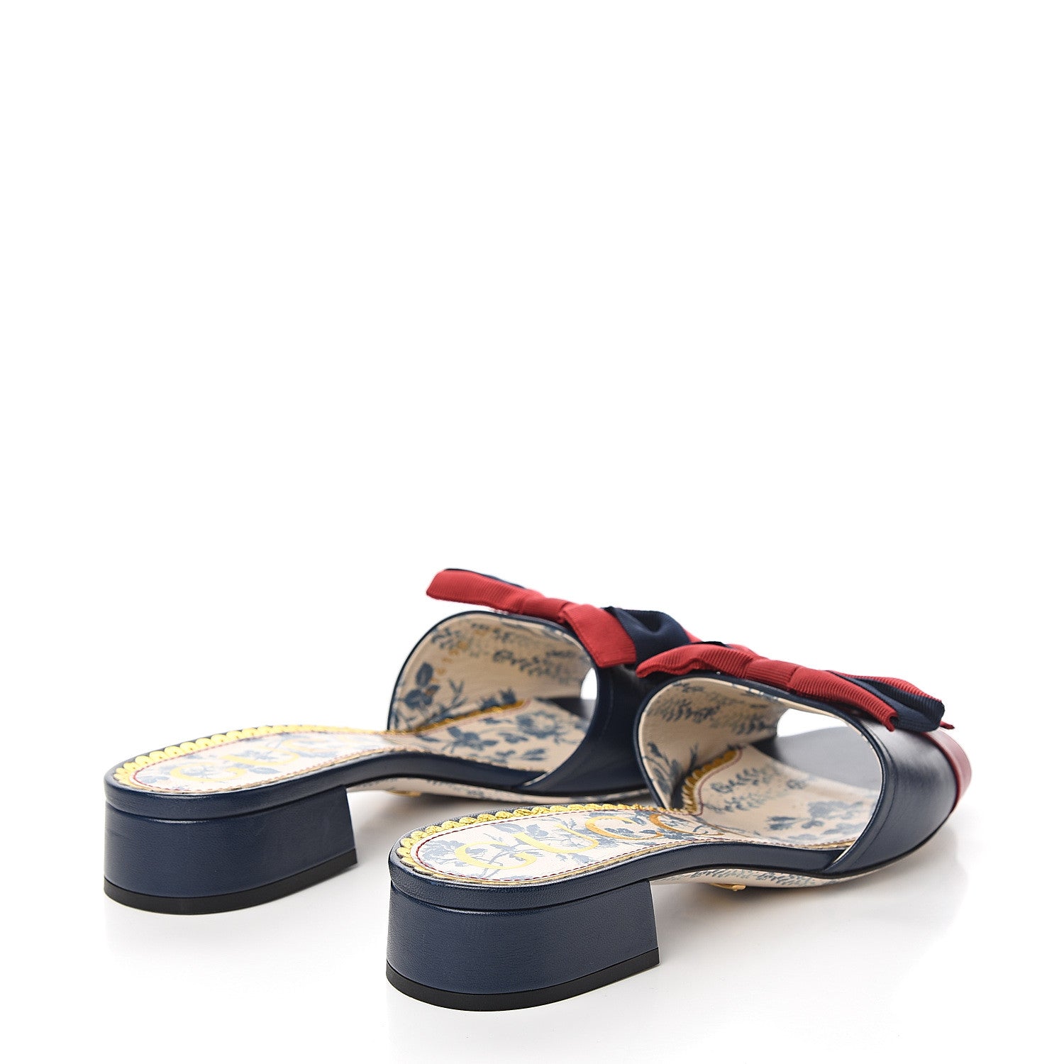 Gucci Malaga Kid Sackville Web Bow Slide Sandals 36.5 Navy 4 of 10