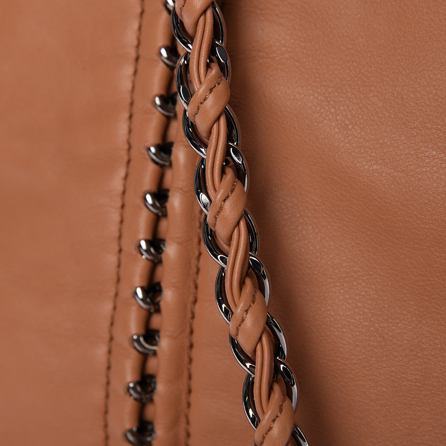 Smooth Calfskin Luxe Ligne Tote Dark Beige