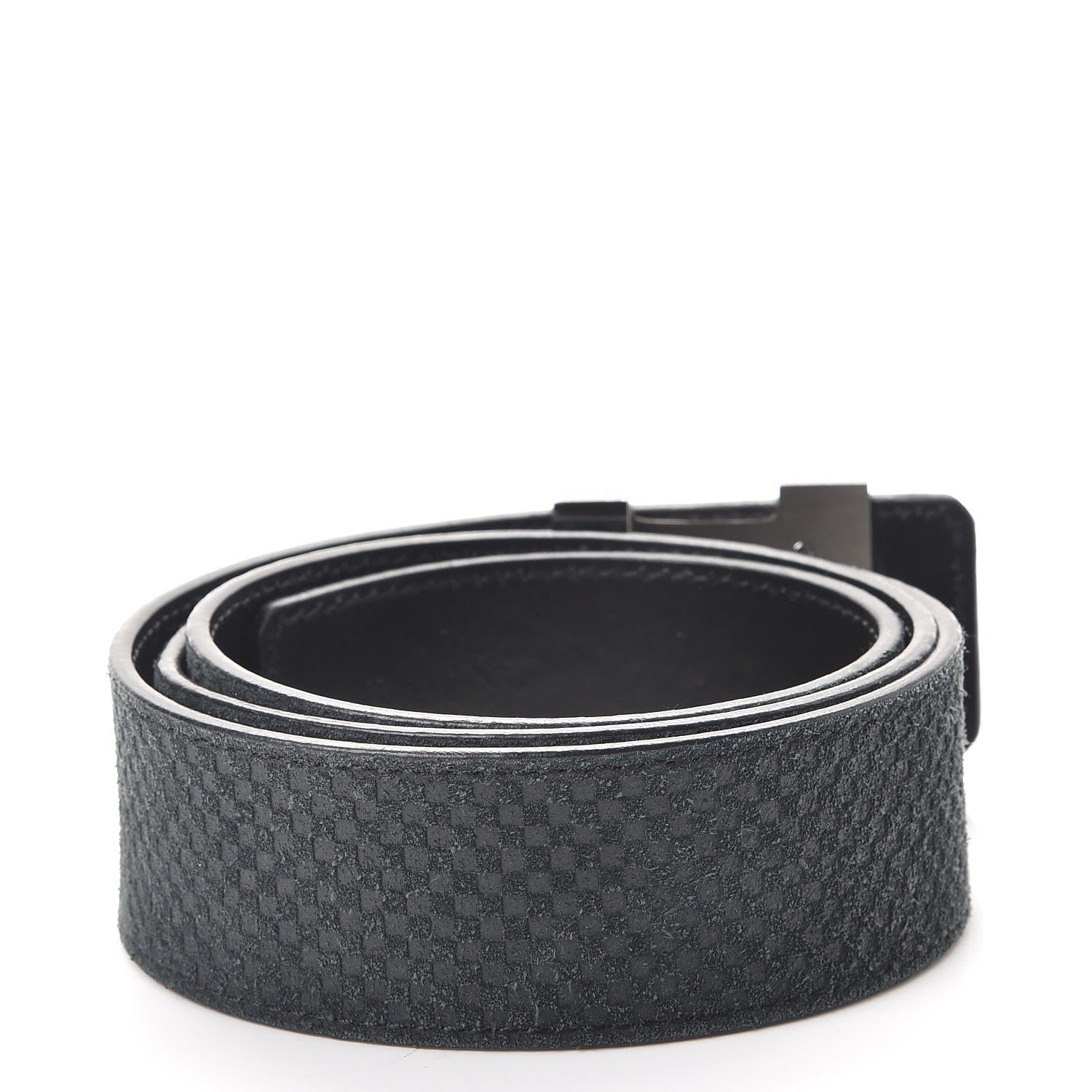 Louis Vuitton Suede Calfskin Mini Damier 40mm LV Initiales Belt 90 36 Black 3 of 9