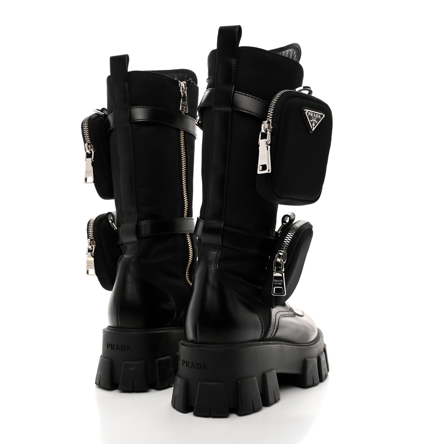 Spazzolato Rois Re-Nylon Metal Triangle Logo Monolith Pouch Pocket 55mm Tall Combat Boots 39 Black