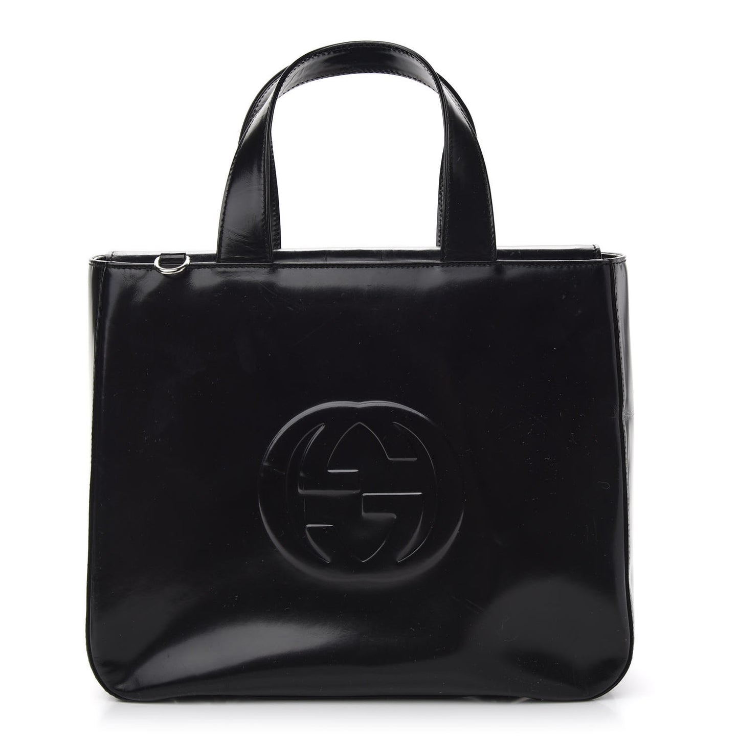 Patent Calfskin Interlocking G Tote Black