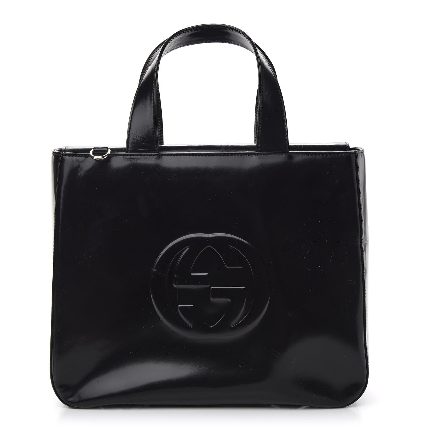 Gucci Patent Calfskin Interlocking G Tote Black 1 of 16